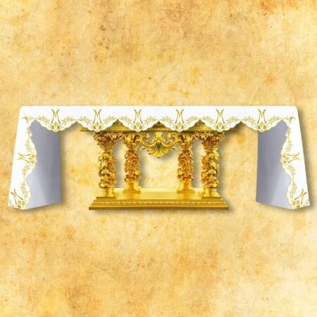 Toalha de altar Mariana com bordado dourado