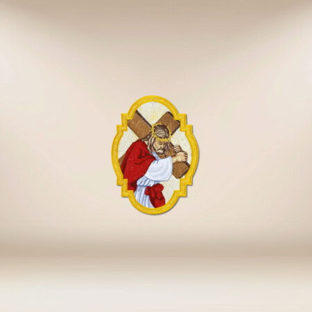 Aplicação bordada Jesus com a cruz