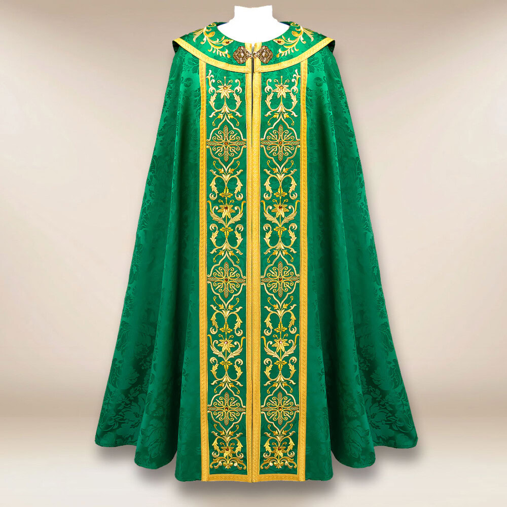 Capa litúrgica bordada verde