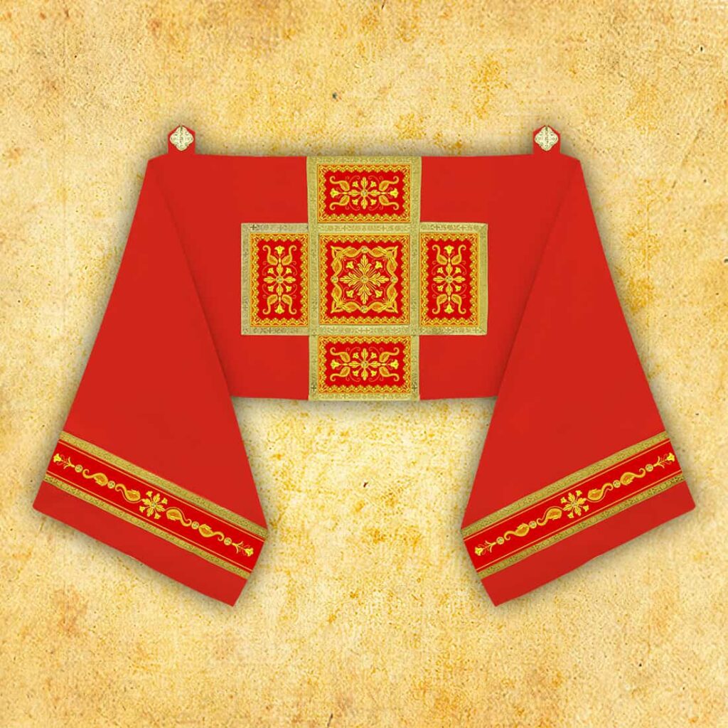 Véu Umeral Litúrgico Vermelho Bordado