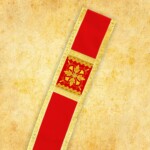 Estola diaconal vermelha bordada