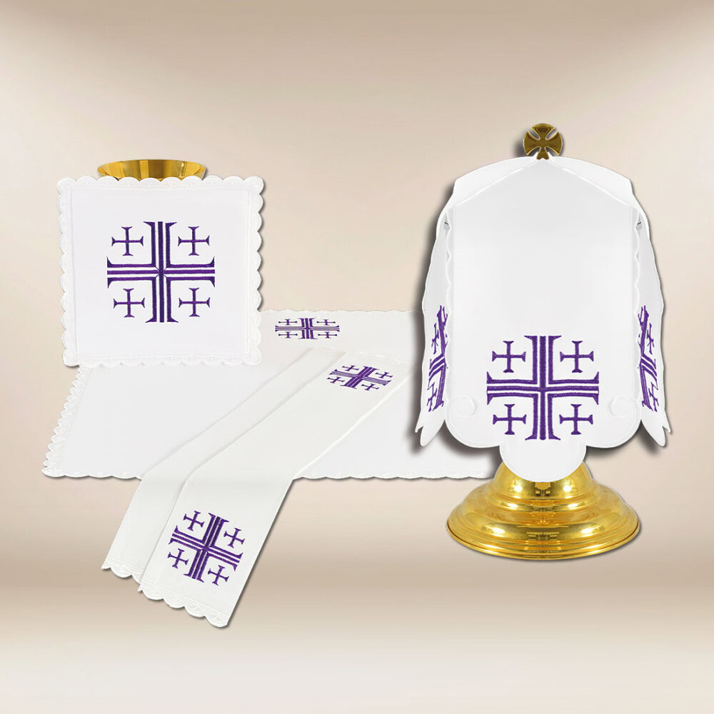 Conjunto de alfaias do cálice bordadas Cruzes