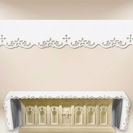Toalha de altar bordada branca