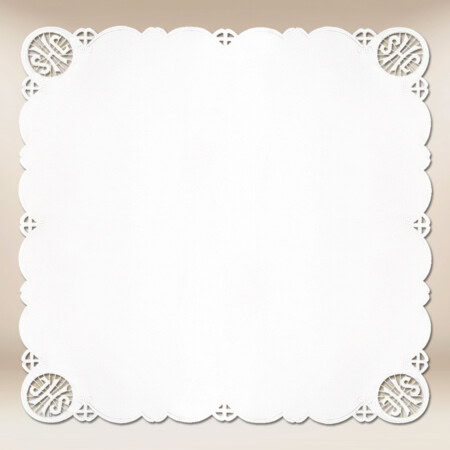 Cobertura de altar com bordado branco e o motivo IHS