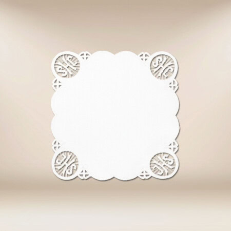Cobertura de altar com bordado branco e o motivo IHS 45x45cm