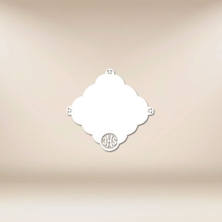 Cobertura de altar com bordado branco e o motivo IHS 32x32cm