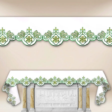 Toalha de altar bordada IHS Verde