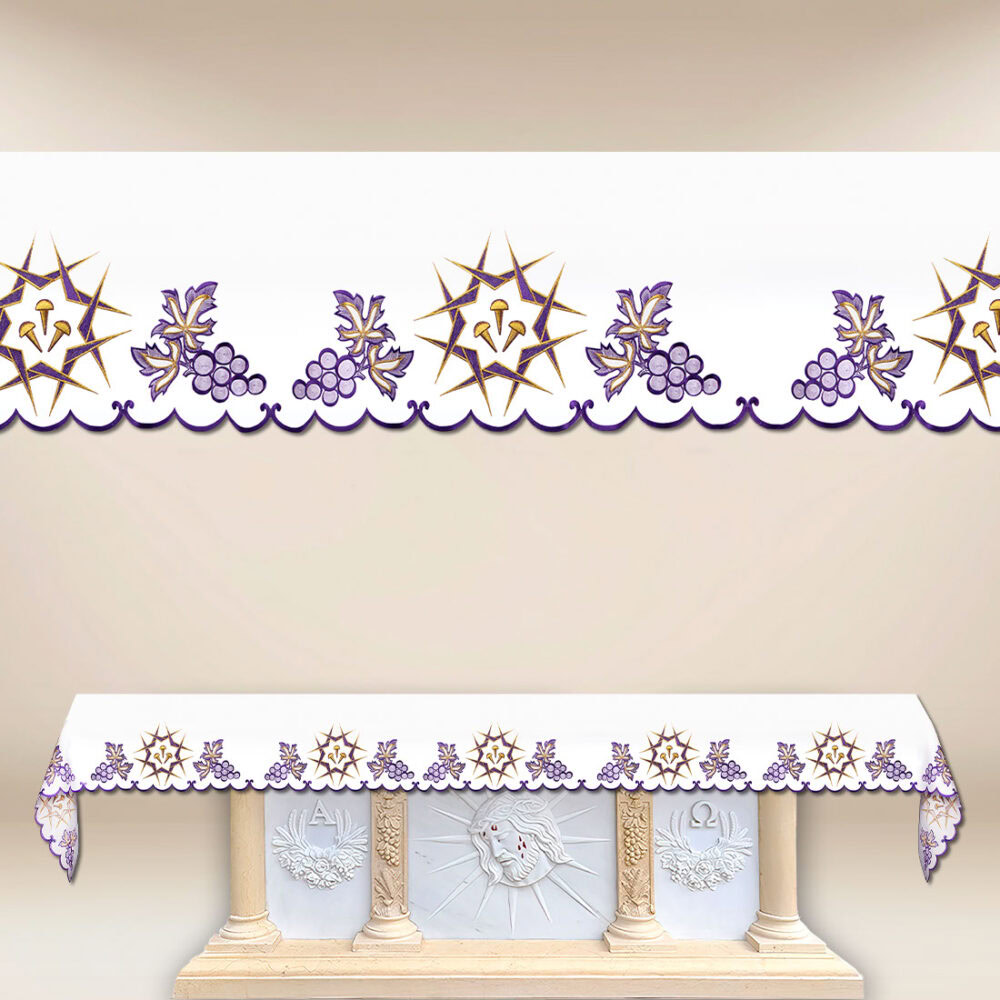 Toalha de altar bordada quaresmal