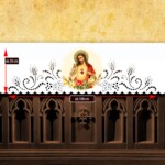 Toalha de altar vazada estilo Richelieu com impressão por termossublimação