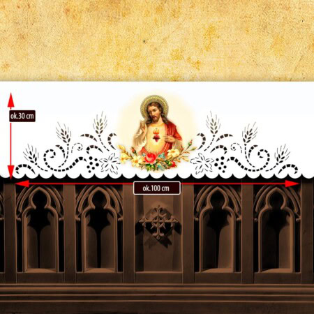 Toalha de altar vazada estilo Richelieu com impressão por termossublimação