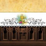 Toalha de altar vazada com impressão