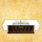 Toalha de altar vazada cortada a laser com impressão