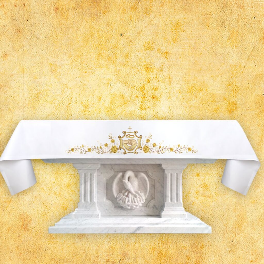 Toalha de altar de casamento bordada