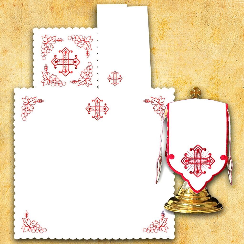 Conjunto de alfaias do cálice bordado