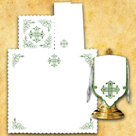Conjunto de alfaias do cálice bordada verde