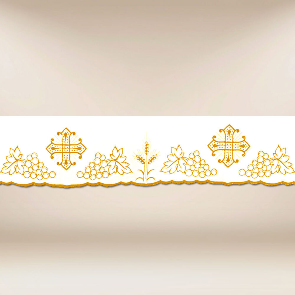 Renda bordada sacra dourada