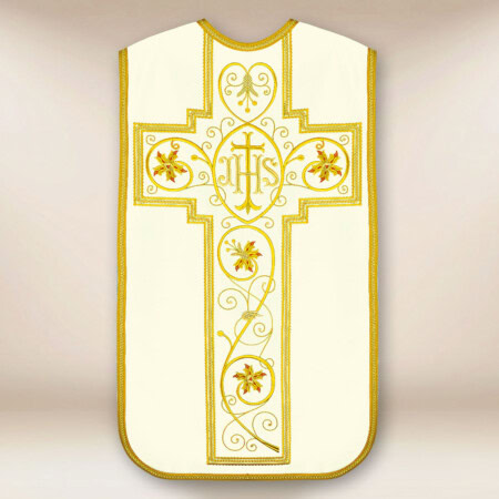 Casula romana bordada com IHS ecru