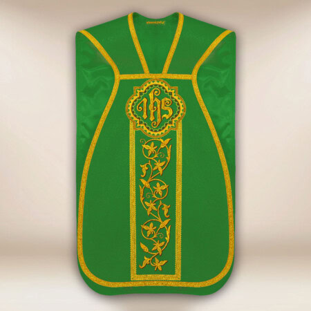 Casula romana bordada verde