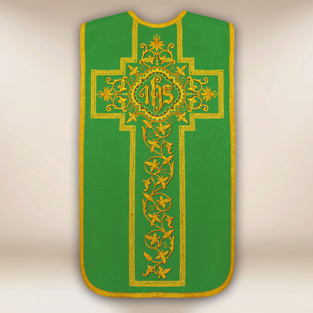 Casula romana bordada verde