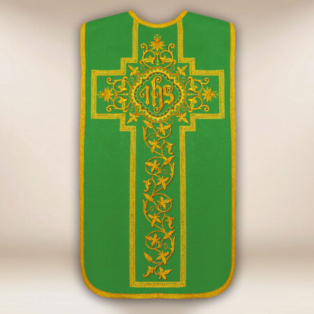 Casula romana bordada verde