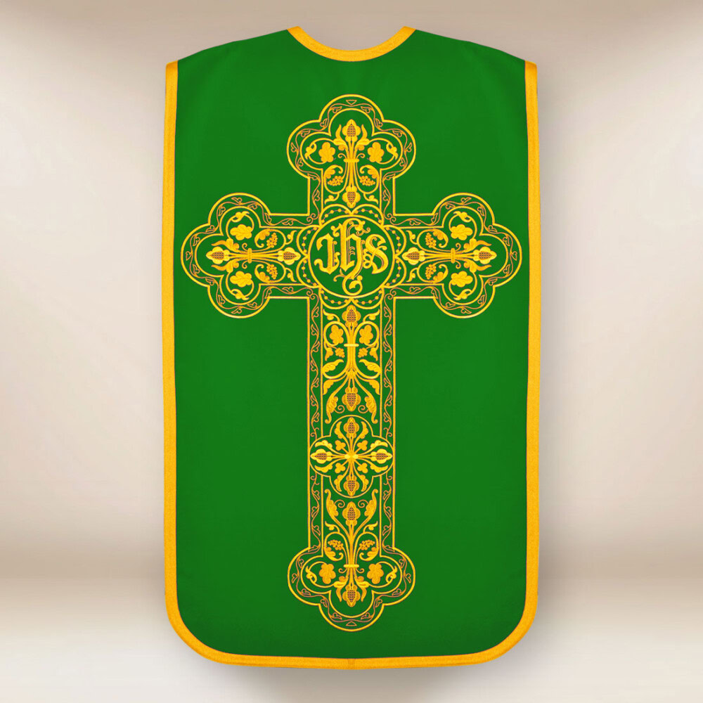 Casula romana bordada verde