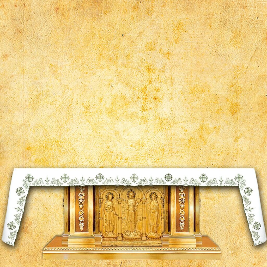 Toalha de altar bordada verde