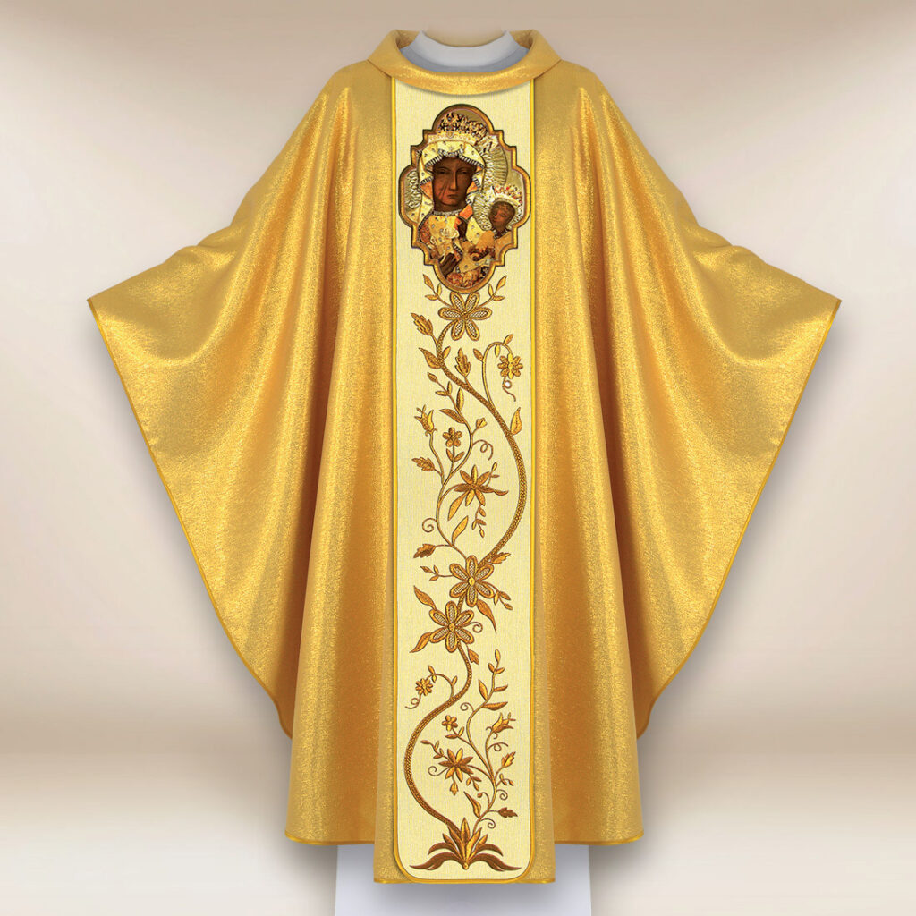 Casula com imagem da Mãe de Deus de Czestochowa