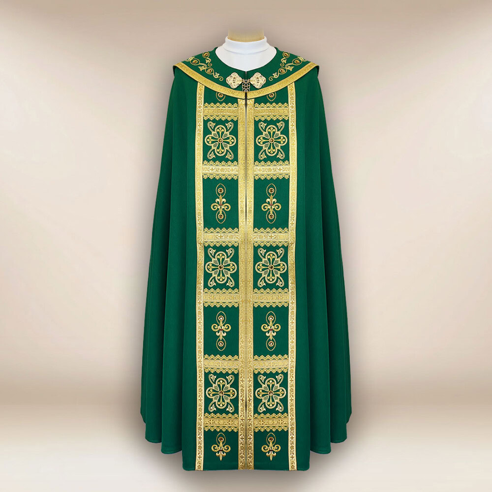 Capa litúrgica bordada verde