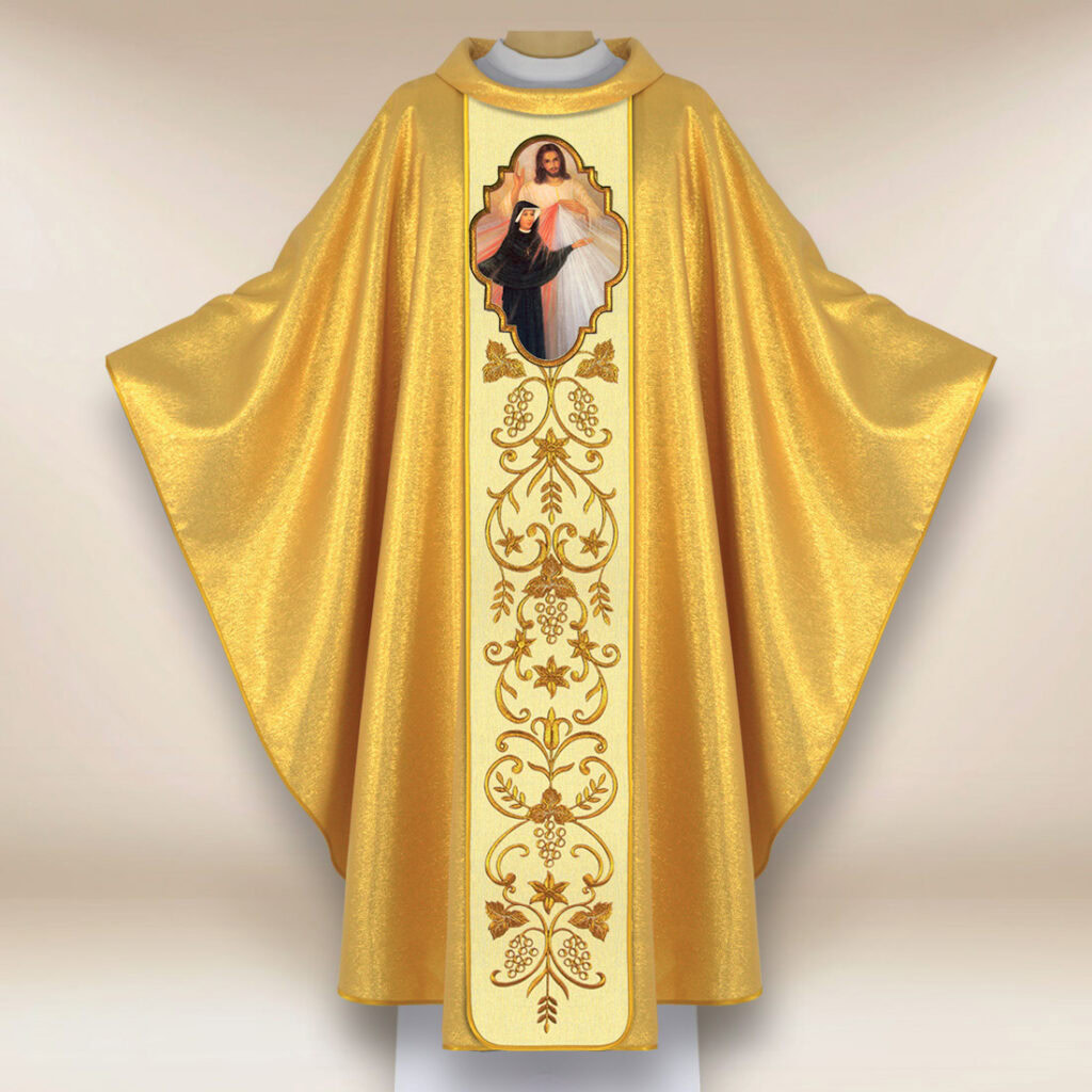 Casula com imagem Jesus Misericordioso e Santa Faustina