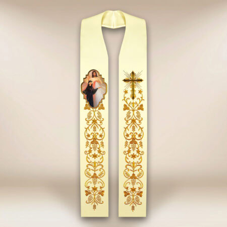 Estola com imagem Jesus Misericordioso e São Faustino