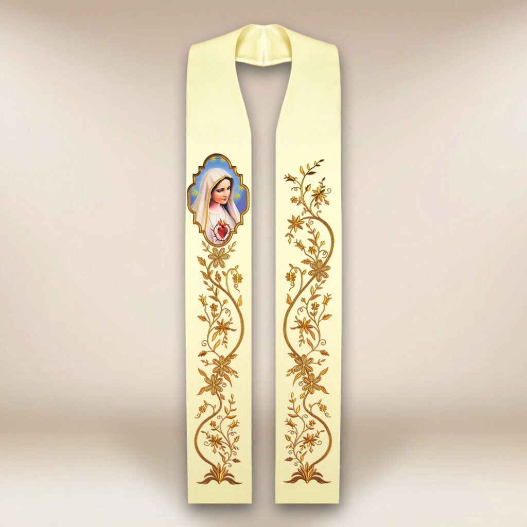 Estola com imagem Mãe de Deus de Fátima