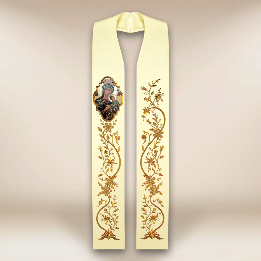 Estola com imagem da Mãe de Deus da Perpetual Ajuda