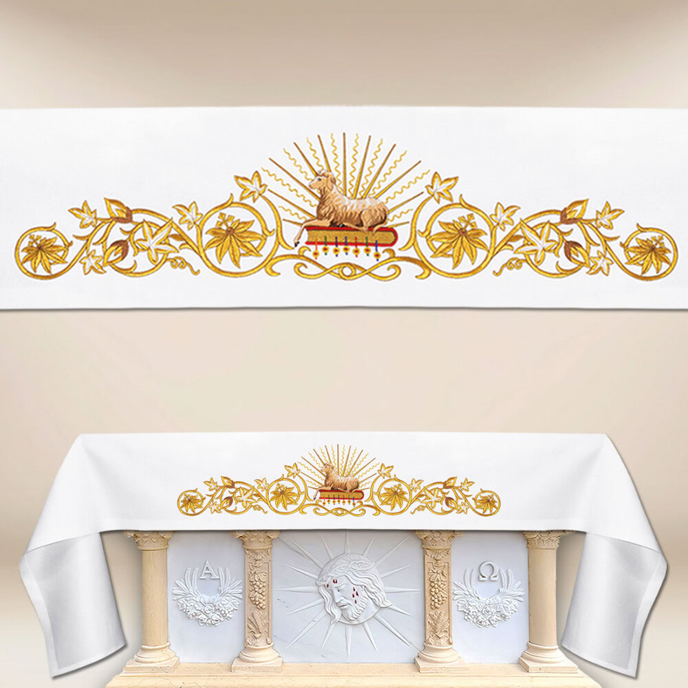 Toalha de altar com bordado frontal