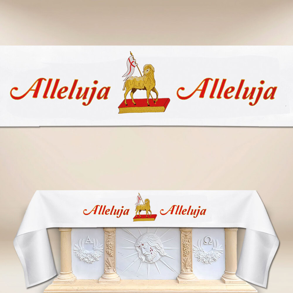 Toalha de altar com bordado Alleluja