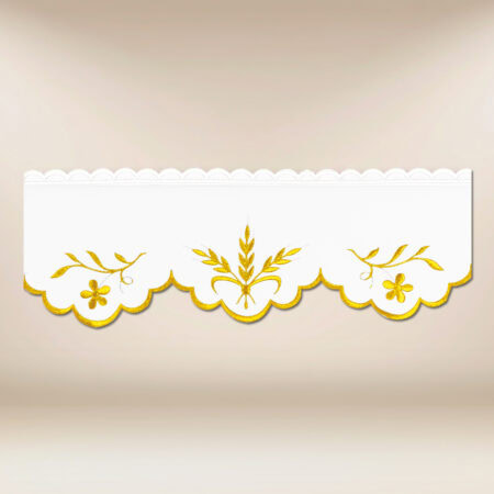 Tira de renda bordada com delicado bordado dourado