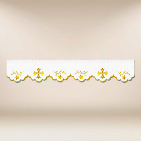 Tira de renda bordada com delicado bordado dourado