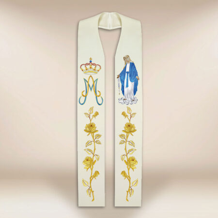 Estola bordada com a imagem da Mãe de Deus do Rosário