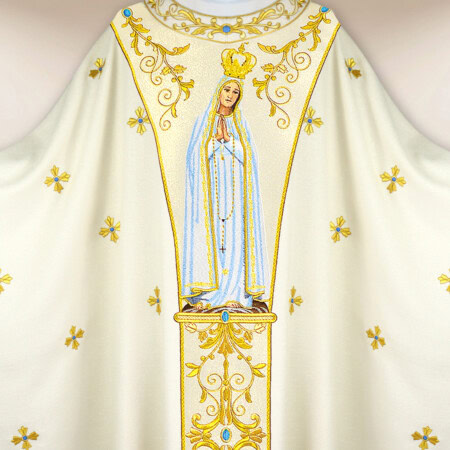 Casula bordada Mãe de Deus de Fátima