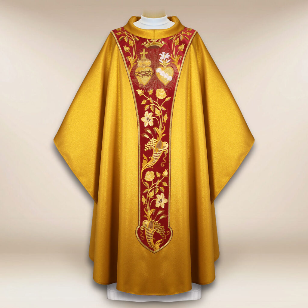 Casula litúrgica Coração de Jesus e Maria