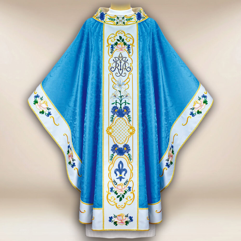Casula Maryjna bordada azul