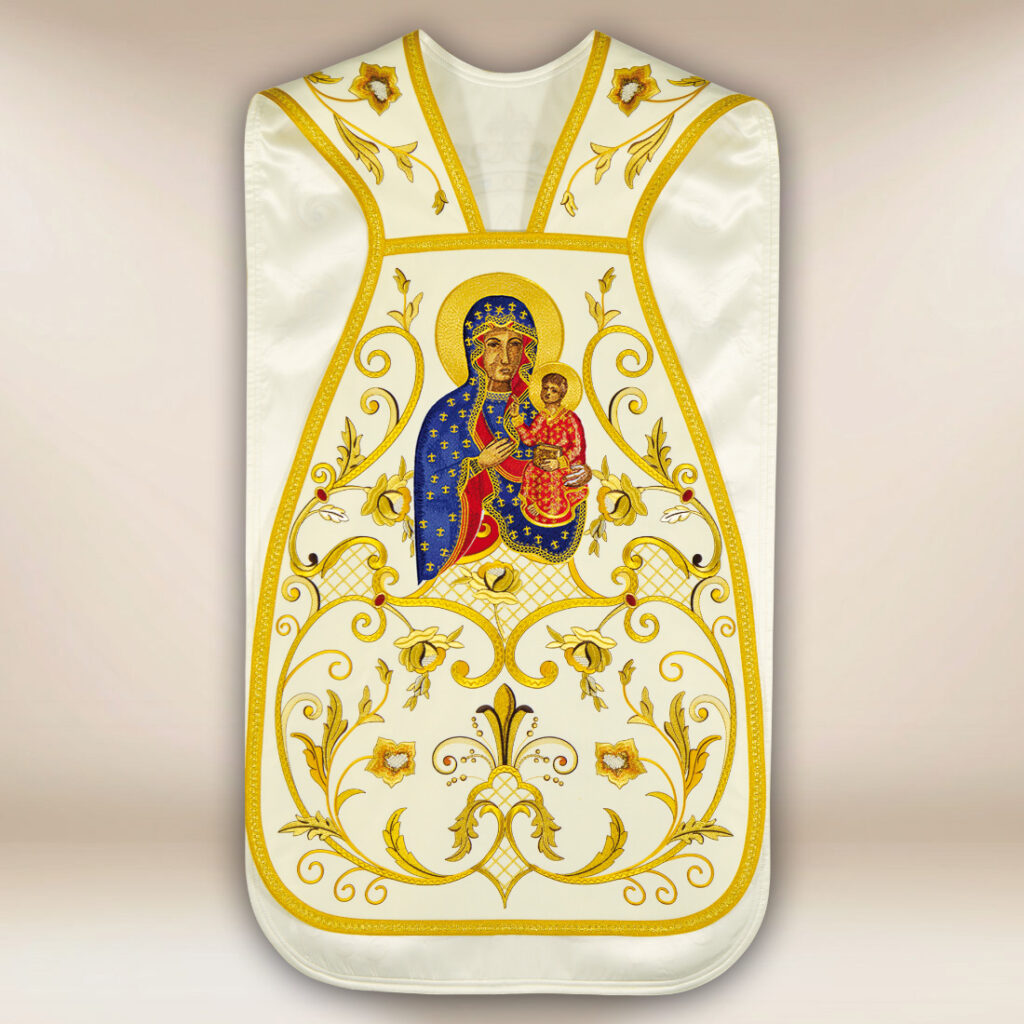 Casula bordada romana Nossa Senhora Częstochowska