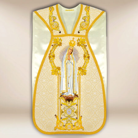 Casula bordada romana Nossa Senhora Fatimska