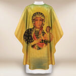 Casula dourada com imagem da Mãe de Deus de Czestochowa