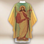 Casula dourada com imagem Jesus Ressuscitado