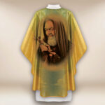 Casula dourada com imagem de São Padre Pio
