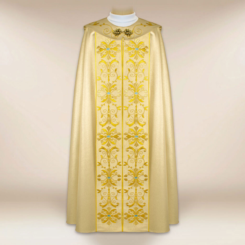 Capa bordada mariana dourada
