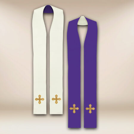 Estola sacerdotal dupla face roxa-ecru