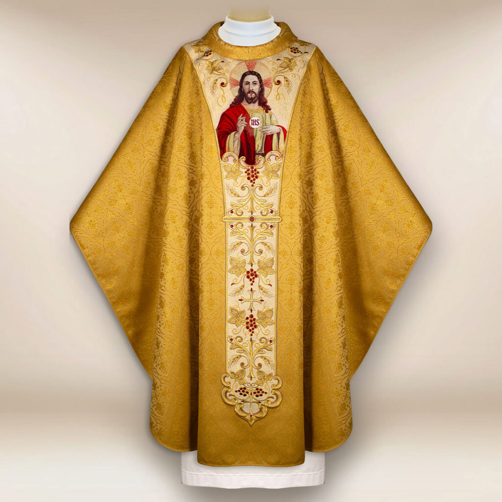 Casula litúrgica com Jesus Cristo