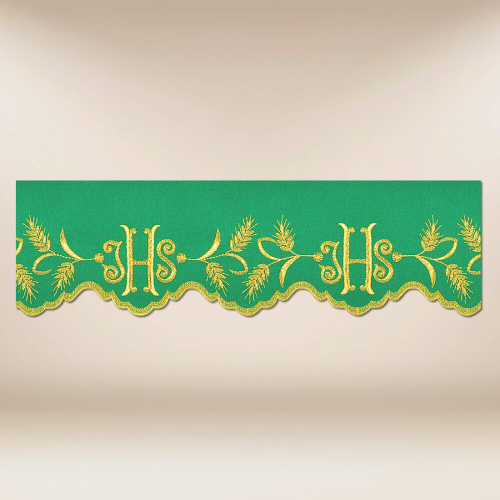 Tira de renda bordada verde 590cm