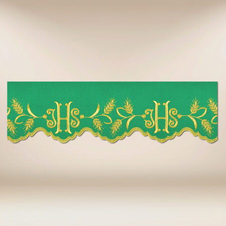Tira de renda bordada verde 590cm